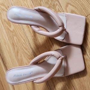 Public Desire nude strapless square heels